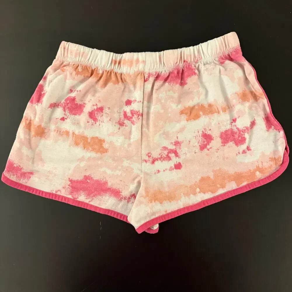 Justice Girls Pink Orange Tie Dye Athletic Shorts ‣ Size Large 10-12 Plus